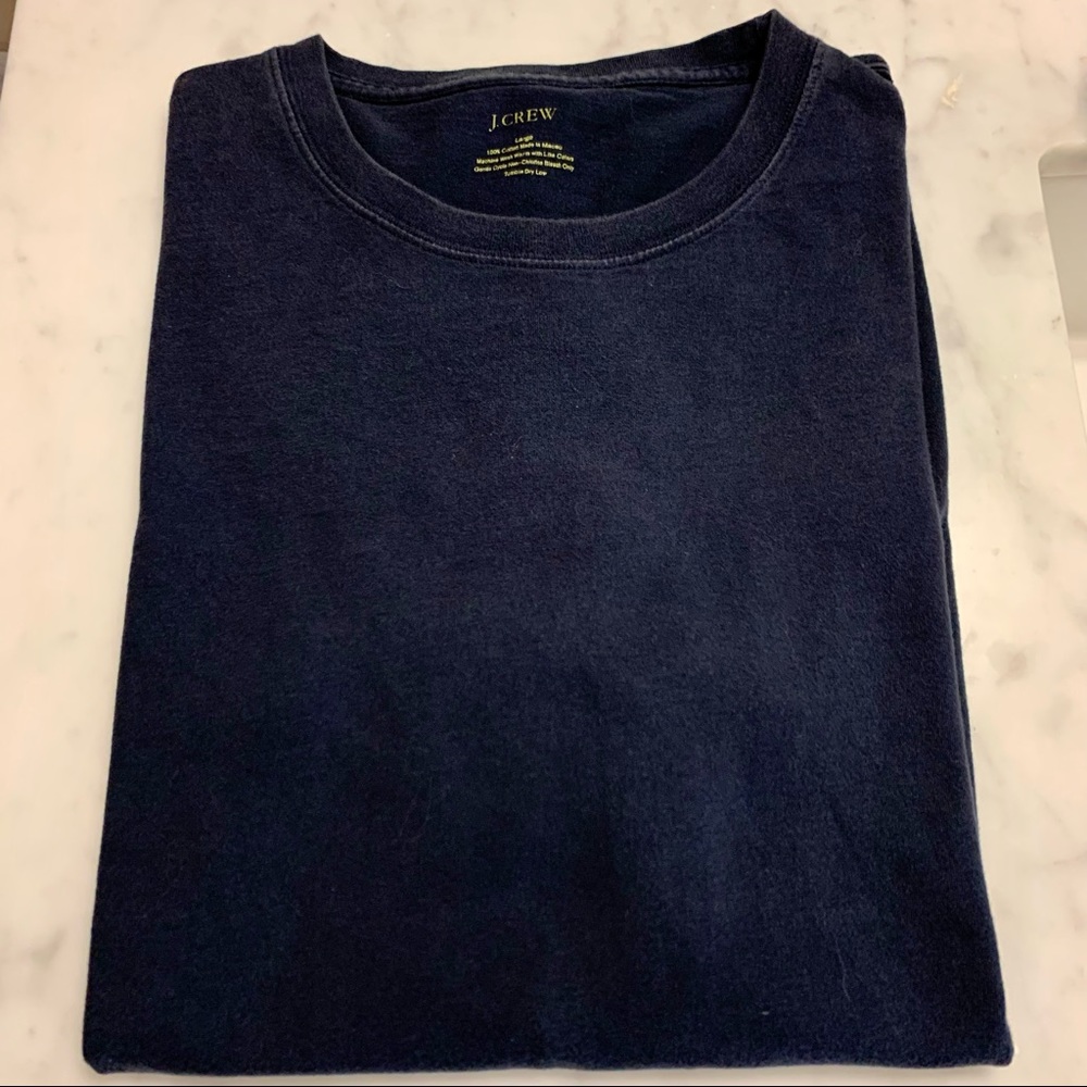 Men's J. Crew T-Shirt Navy Blue Size L Garment Dyed Excellent